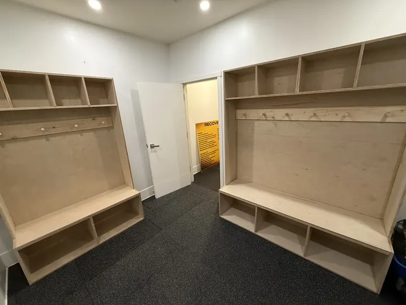 Dressing room stalls at The Hockey Lab